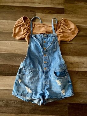 Denim Short Overalls